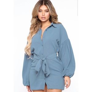 Fashionnova -Treat Me Right Mini Dress blue